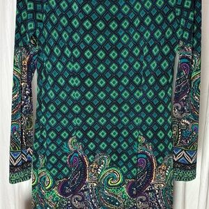 Jewel tone Long Sleeve Paisley Dress